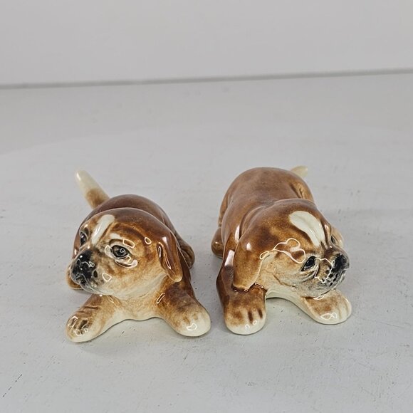 Vintage Goebel West Germany Boxer Puppy Dog Figurines Set Of 2 - Picture 3 of 9